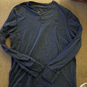 American Eagle Outfitters Dark Blue Long Sleeve Henley